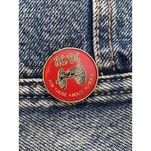 ACDC Holo Prismatic Button Badge Pin Pinback Vintage AC DC Concert Enamel #451